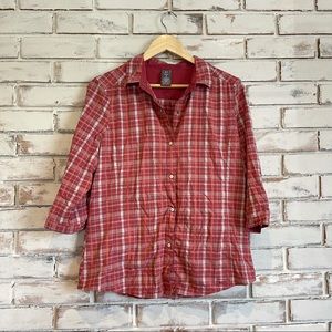 REI plaid snap down shirt with pocket
